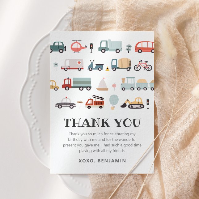Transport Geburtstagswohnung Danke Karte (Modern Transportation birthday thank you card)