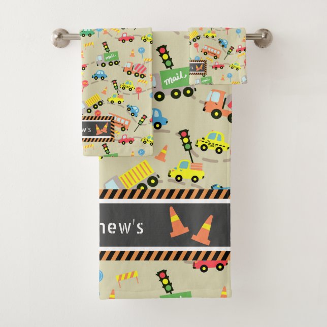 Transport Kinder braun. Waschlappen Badhandtuch Set (Insitu)