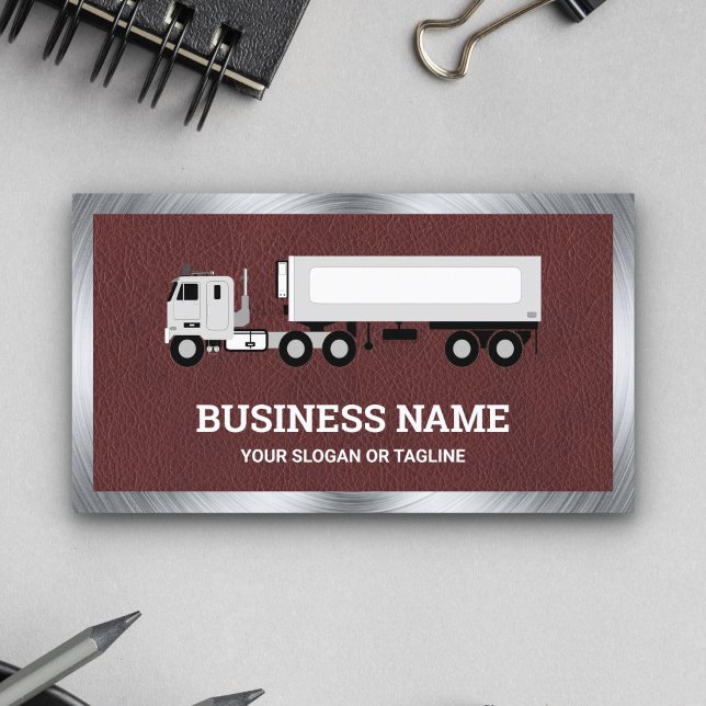 Transport-LKW-Anhänger mit braunem Leder Logistik Visitenkarte (Von Creator hochgeladen)