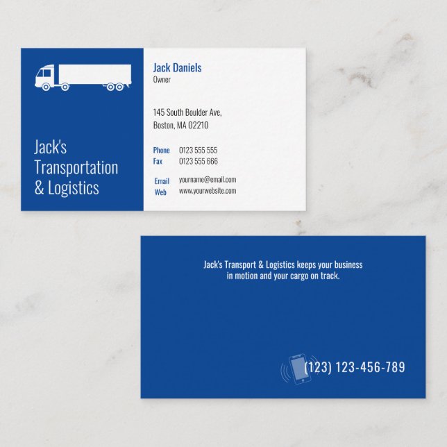 Transport & Logistik | Blue Truck Business Ca Visitenkarte (Vorne/Hinten)