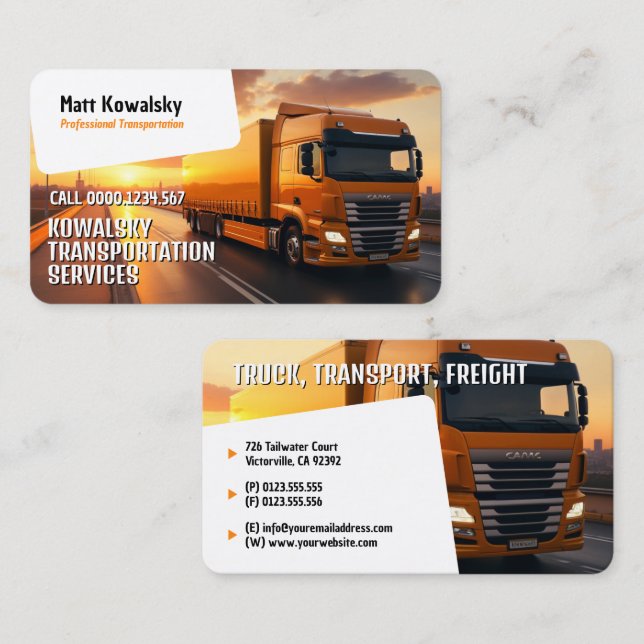Transport & Logistik | Lastkraftwagen Visitenkarte (Vorne/Hinten)