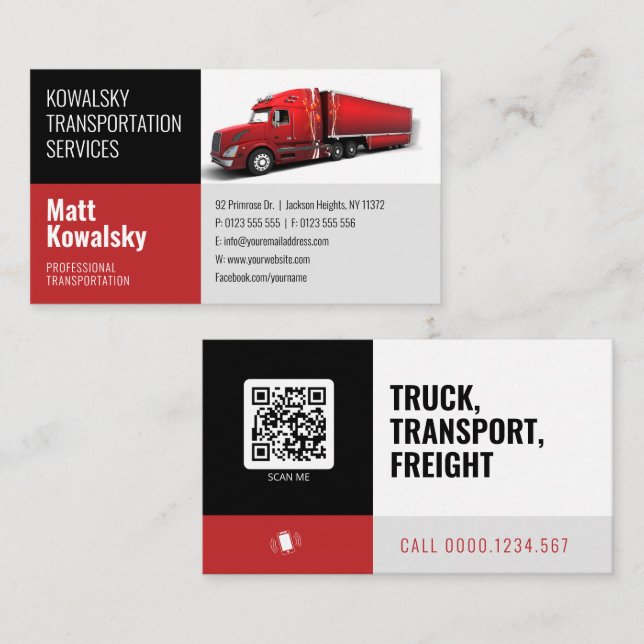 Transport & Logistik | Lastkraftwagen Visitenkarte (Vorne/Hinten)