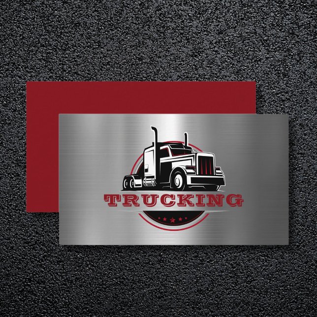 Transport Semi Trucking Trucker Metallic Visitenkarte (Von Creator hochgeladen)