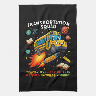 Transport-Team Lustiger Schulbusfahrer Geschirrtuch