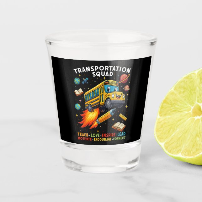 Transport-Team Lustiger Schulbusfahrer Schnapsglas (Vorderseite)
