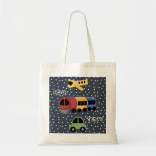 Transport-Thema-Flugzeug-Zug-Auto-Taschen-Tasche Tragetasche