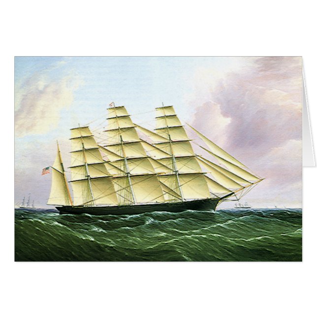 Transport vintage Antique Clipper Ship at Sea (Devant Horizontal)