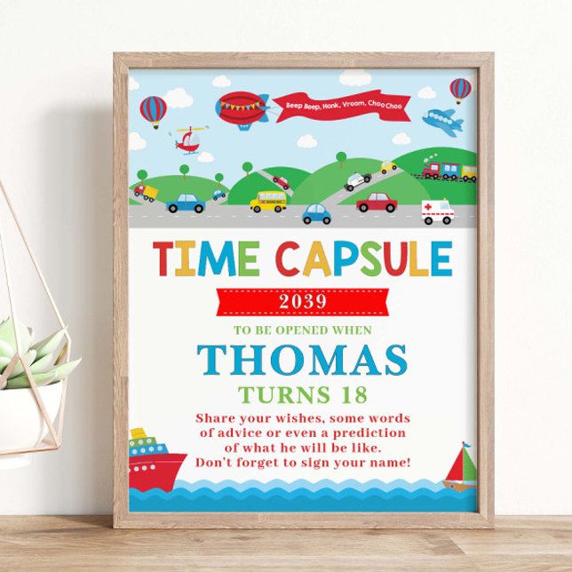 Transportation 1st Birthday Activity Time Capsule Poster (Von Creator hochgeladen)