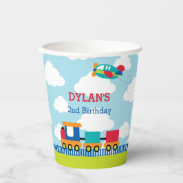 Transportation Birthday Paper Cups Boy Train Flugz Pappbecher
