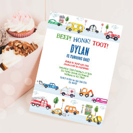 Transportation City Cars and Truck Boy Birthday Einladung