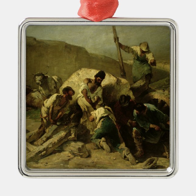 Transportieren der Stein-Blöcke Silbernes Ornament (Vorne)