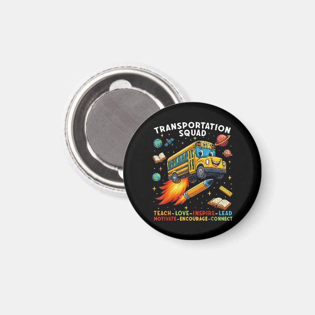 Transportkommando Lustiger Schulbusfahrer Magnet (Vorderseite/Rückseite)