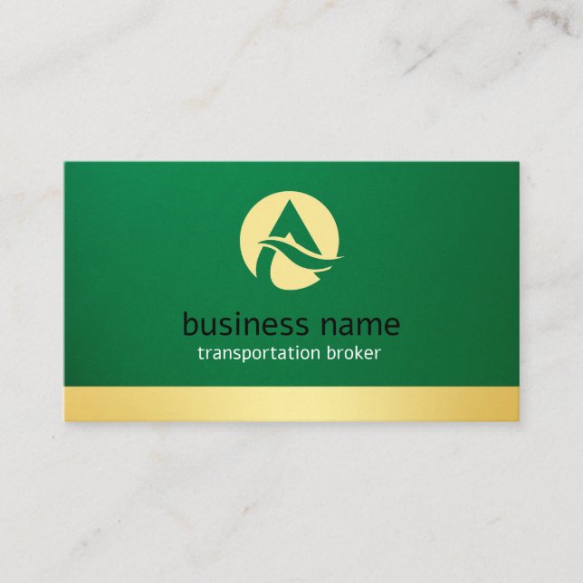 Transportmakler Visitenkarten grün & gold Visitenkarte (Vorderseite)