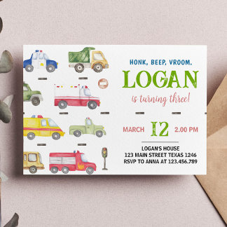 Transportwagen Einladung Geburtstagspartei