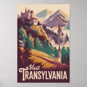 Transsilvanien Landschaft Illustration Reise Kunst Poster