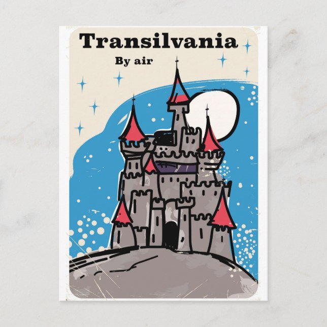 Transsylvania Burg Vintage Reiseplakat Postkarte (Vorderseite)