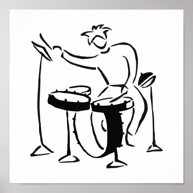 Trap set drummer abstract bw sketch design poster (Vorne)