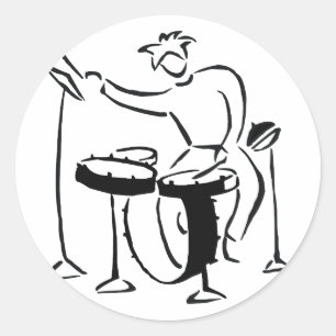 Trap-Set-Drummer abstrakte Bw-Skizze Runder Aufkleber