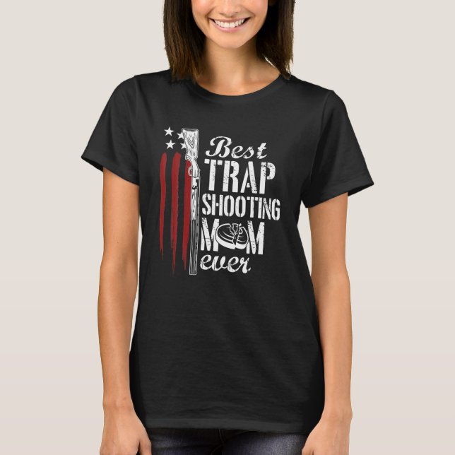 Trap Shooting Mama Gun Rights American Flag Mother T-Shirt (Vorderseite)