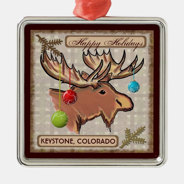 Trapezfehlercolorado-Elchkunst Ornament Aus Metall (Vorne)