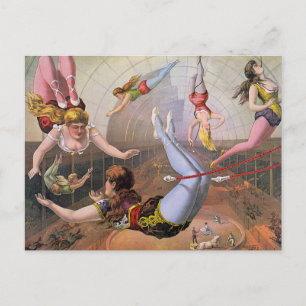 Trapezkünstlerinnen Vintage-Illustration Postkarte