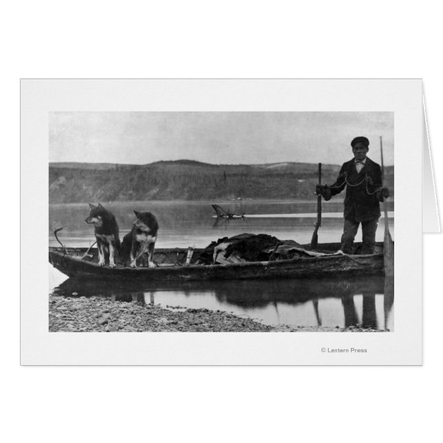 Trapper in Kanu mit Hunden und Hunden Alaska (Vorderseite (Horizontal))