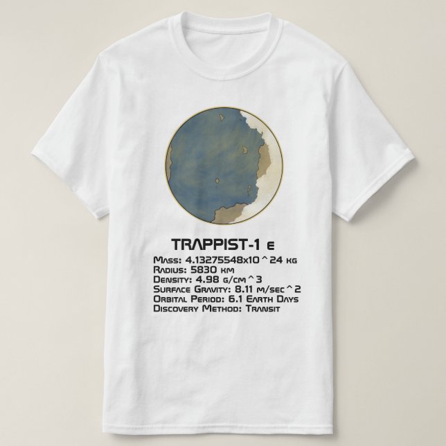 TRAPPIST-1 e Technische Daten T-Shirt (Design vorne)