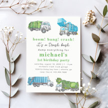 Trash Bash Trash Truck Boy's 1st Birthday Party