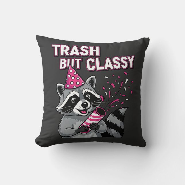 Trash But Classy – Party Raccoon Holiday Edition Kissen (Vorderseite)