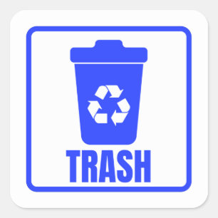 Trash Can blue Classic Quadratischer Aufkleber