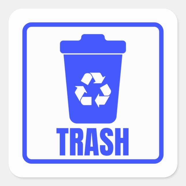 Trash Can blue Classic Quadratischer Aufkleber (Vorderseite)