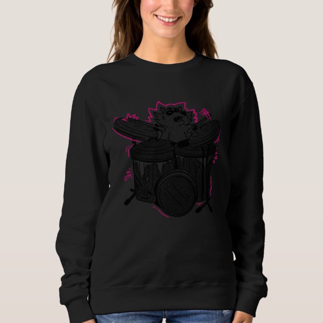 Trash garbage racoon drummer drumming music sweatshirt (Vorderseite)