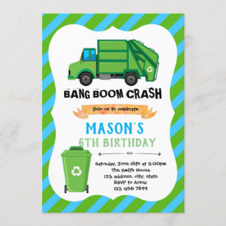 Trash LKW Geburtstag Thema Einladung
