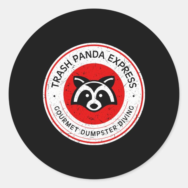 Trash Panda Gourmet Dumpster Diving Express Runder Aufkleber (Vorderseite)