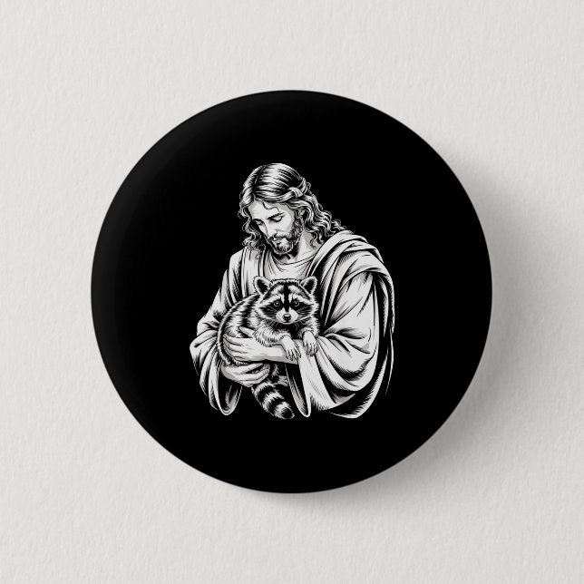 Trash Panda Jesus Raccoon Trashed Racoon Animal Ra Button (Vorderseite)