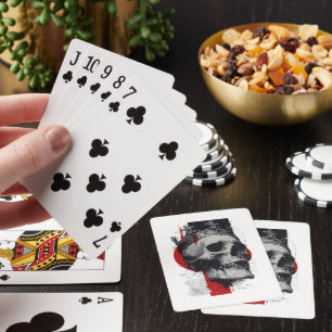 Trash Polka Kronen Totenkopf Rot Schwarz Spielkart Spielkarten