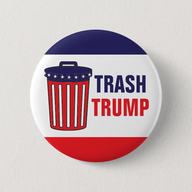 Trash Trump Red, White, & Blue Waste Can Political Button (Vorderseite)