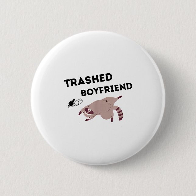 Trashed Boyfriend, Funny Trashed Panda Couples Pre Button (Vorderseite)