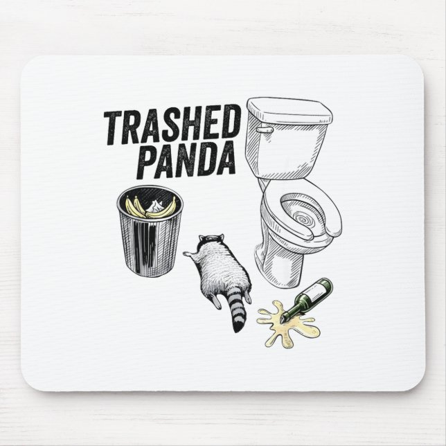 Trashed Panda, Funny Drunk Raccoon, Trash Panda Hu Mousepad (Vorne)