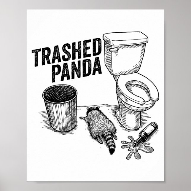 Trashed Panda, Funny Drunk Raccoon, Trash Panda Hu Poster (Vorne)
