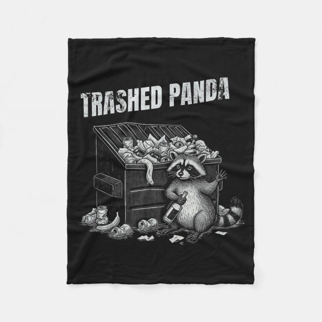 Trashed Panda Funny Drunk Racoon Cool Animals Grap Fleecedecke (Vorderseite)