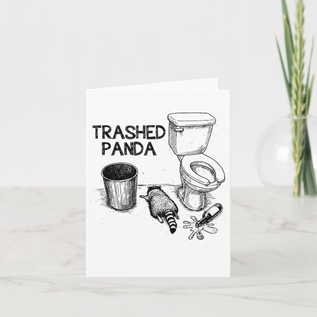 Trashed Panda Funny Drunk Racoon  Karte (Vorderseite)