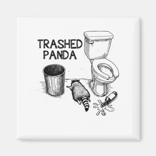 Trashed Panda Funny Drunk Racoon  Magnet (Vorne)