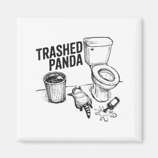 Trashed Panda Funny Drunk Racoon  Magnet (Vorne)