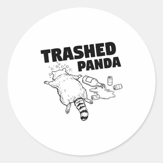 Trashed Panda Funny Drunk Racoon  Runder Aufkleber (Vorderseite)