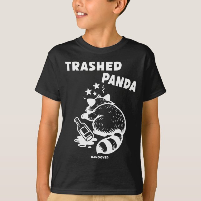 Trashed Panda Hangover Social Media Crazy Drunk Ra T-Shirt (Vorderseite)