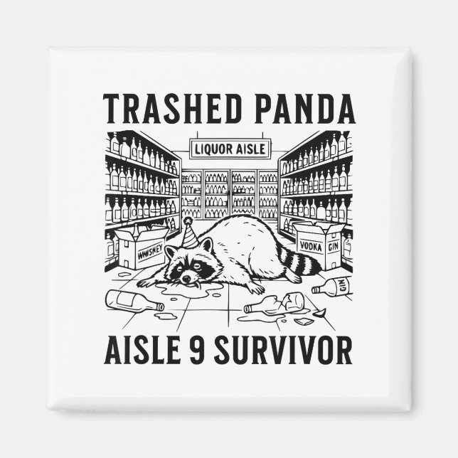 Trashed Panda Liquore Funny Hangover Crazy Drunk R Magnet (Vorne)