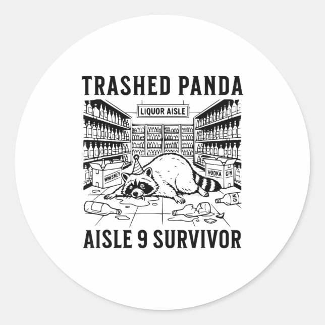 Trashed Panda Liquore Funny Hangover Crazy Drunk R Runder Aufkleber (Vorderseite)