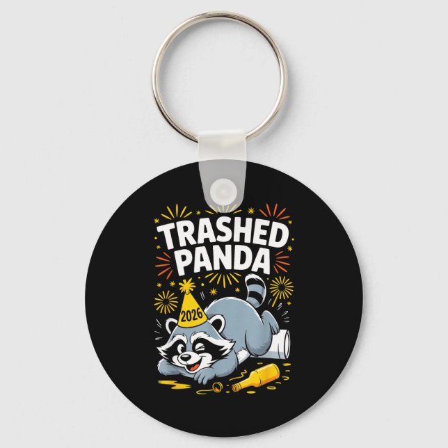 Trashed Panda New Year 2026 Funny Raccoon Design  Schlüsselanhänger (Vorderseite)