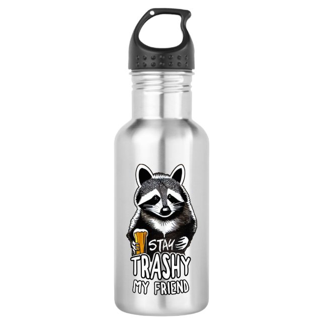 Trashy My Friend Raccoon bleibe Edelstahlflasche (Vorderseite)